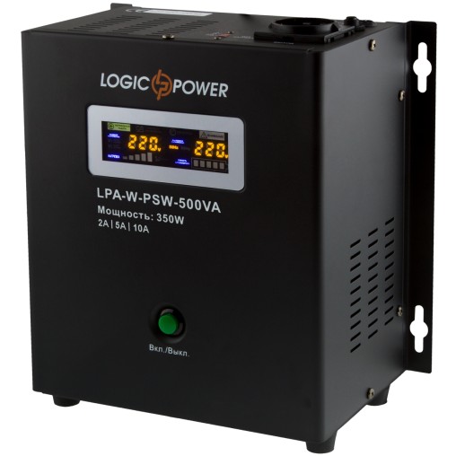 ИБП Logicpower LPA-W-PSW-500VA (350Вт) Внешняя АКБ 12В Ток заряда 2A/5A/10A